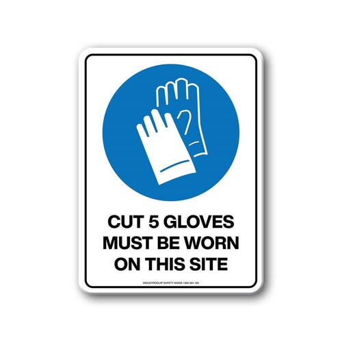 Mandatory Sign - Cut 5 Gloves Must Be Worn On This Site