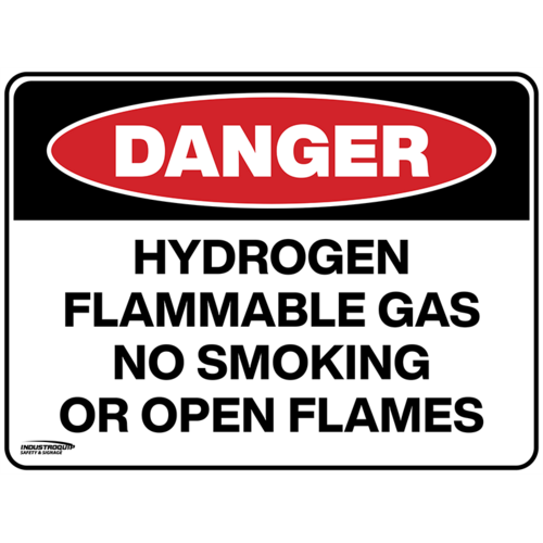 Danger Sign - Hydrogen Flammable Gas No Smoking Or Open Flames