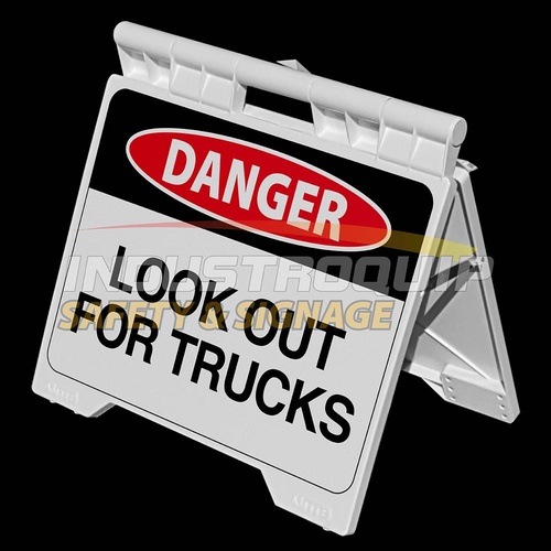 Danger Look Out For Trucks - Heavy Duty A Frame Sign