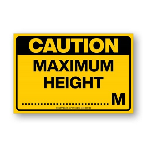 Caution Maximum Height Stickers - Pack of 10