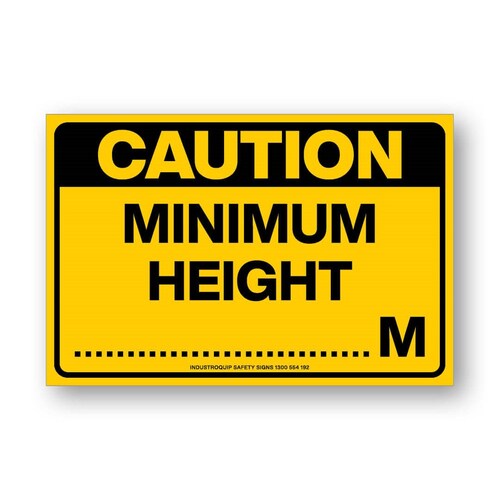 Caution Minimum Height Stickers - Pack of 10