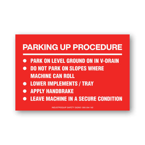 Parking Up Procedure Stickers - Pack of 10