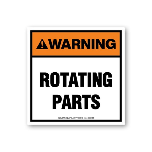 Warning Rotating Parts Stickers - Pack of 10