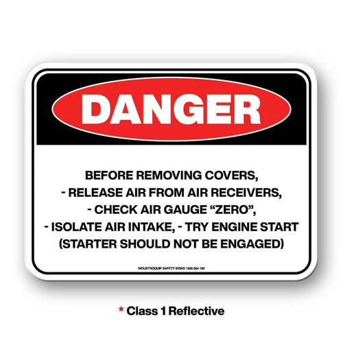 Mining Sign - Danger Before Removing Covers Release and Isolate Air