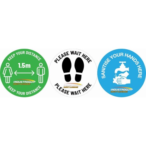 Social Distancing & Sanitise Here Floor Marker Sticker Pack