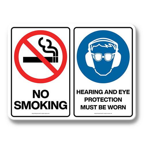 Multi Safety Sign - No Smoking / Hearing and Eye Protection