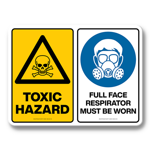 Multi Safety Sign - Toxic Hazard / Full Face Respirator Must Be Worn