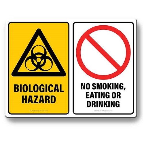 Multi Safety Sign - Biological Hazard / No Smoking, Eating or Drinking