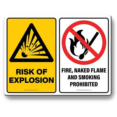 Multi Safety Sign - Risk of Explosion / Fire, Naked Flame And Smoking Prohibited