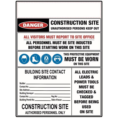 Construction Site Sign - Information and PPE Multi