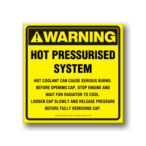 Hot Pressurised System Safety Sticker