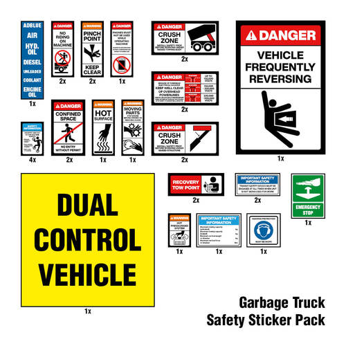 Garbage Truck Safety Sticker Pack