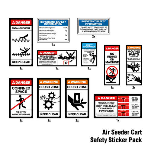 Air Seeder Cart Safety Sticker Pack