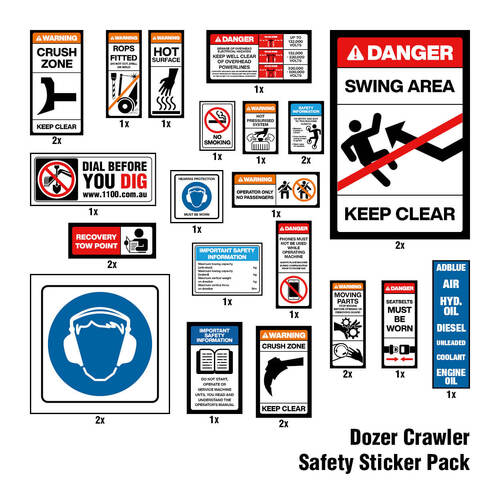 Dozer Crawler Safety Sticker Pack