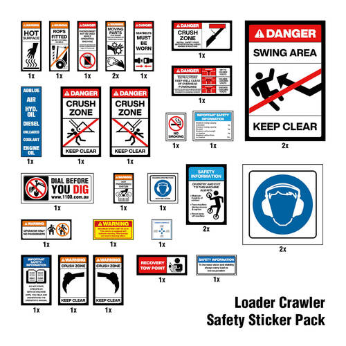 Loader Crawler Safety Sticker Pack