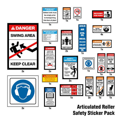 Articulated Roller Safety Sticker Pack