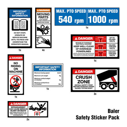 Baler Safety Sticker Pack