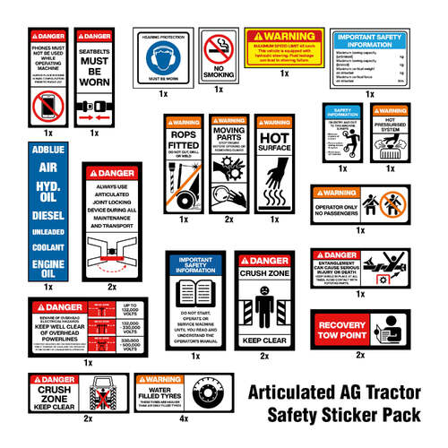 Articulated AG Tractor Safety Sticker Pack