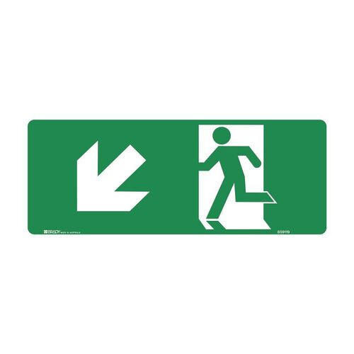Luminous Exit Sign Man Running Arrow Bottom Left