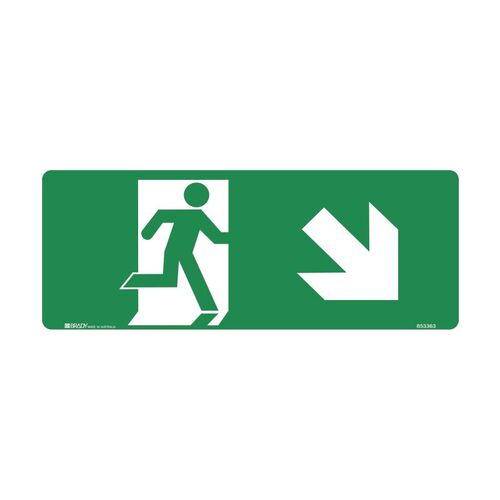 Luminous Exit Sign Man Running Arrow Bottom Right