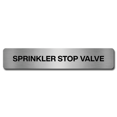 Brushed Aluminium Sprinkler Stop Valve Door Sign