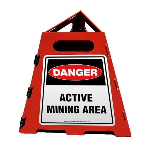 Collapsible Pyramid Sign - Danger Active Mining Area