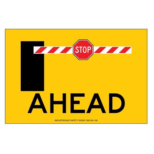 Portable Boom Gate Ahead Metal Reflective Sign