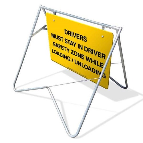 Swing Stand & Sign - Drivers Must Stay In Driver Safety Zone While Loading / Unloading