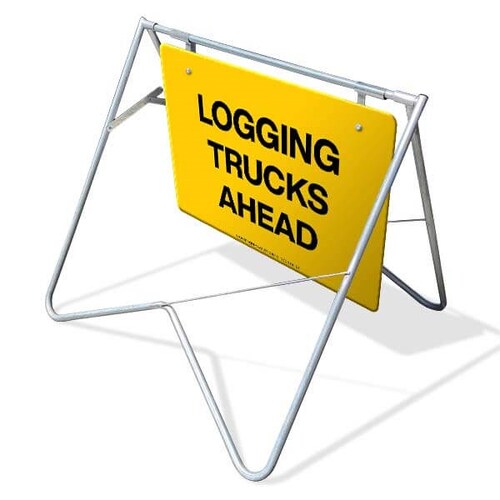 Swing Stand & Sign - Logging Trucks Ahead