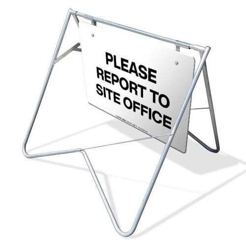 Swing Stand & Sign - Please Report To Site Office