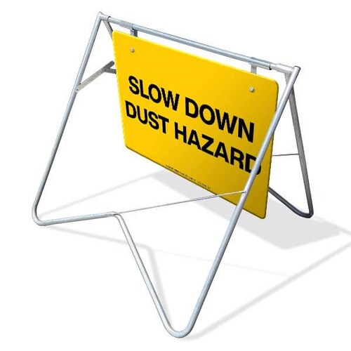Swing Stand & Sign - Slow Down Dust Hazard