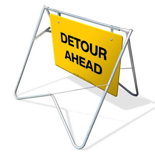 Swing Stand & Sign - Detour Ahead - 900 x 600mm
