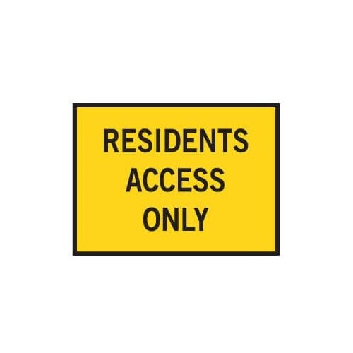 Boxed Edge Road Sign - Residents Access Only - 900 x 600mm