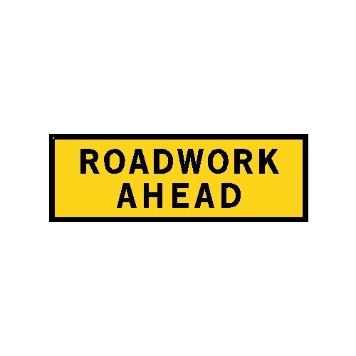 Boxed Edge Road Sign - Roadwork Ahead - 2400 x 900mm