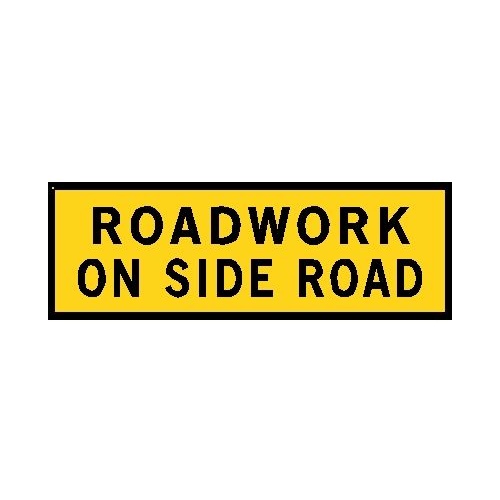 Boxed Edge Reflective Class 1 Road Sign - Roadwork On Side Road - 1800 x 600mm