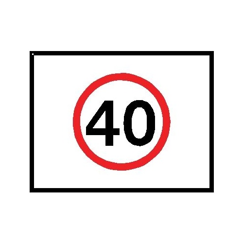 Boxed Edge Road Sign - Speed Sign 40KM/H (Landscape) - 1200 x 900mm