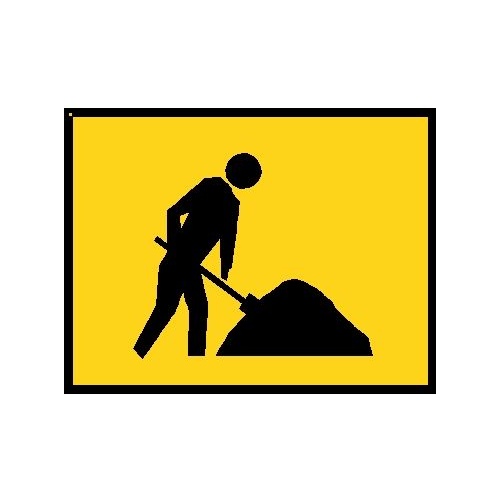 Boxed Edge Road Sign - Digger Symbol (Yellow)