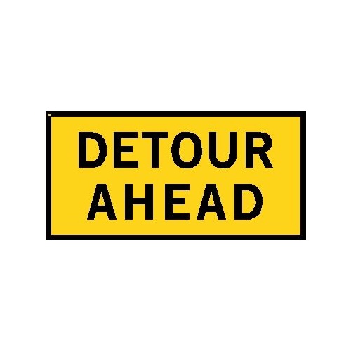 Boxed Edge Road Sign - Detour Ahead - 1200 x 600mm