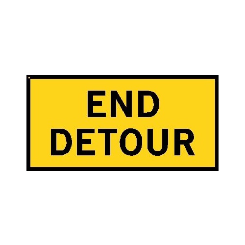 Boxed Edge Road Sign - End Detour - 1200 x 600mm