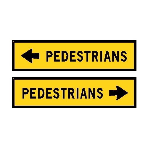 Boxed Edge Road Sign - Pedestrians (Left or Right Arrow)