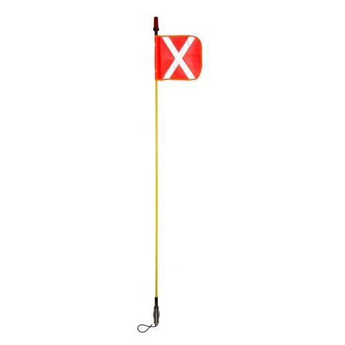 Exoguard™ 1.8M LED Mine Flag with Pole including Mine Flag, Joiner & Snap On Fittings and Integrated Red LED Safety Light