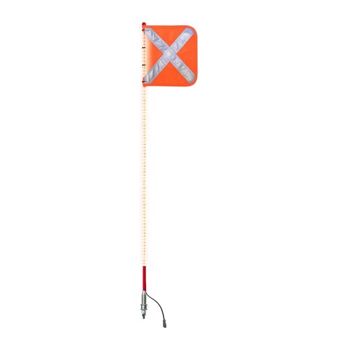 Exoguard™ Full Pole LED 1.8M Premium Mining Whip Flag with Pole including Mine Flag, Joiner & Snap On Fittings