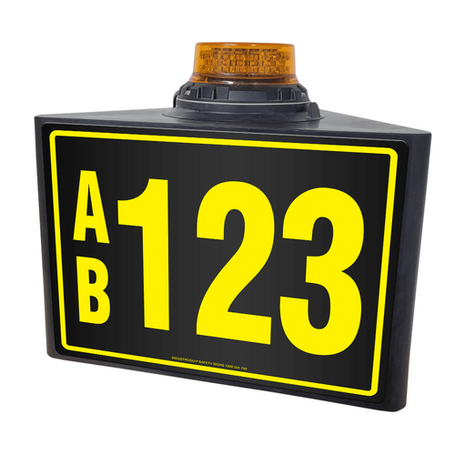 Magnetic Mine ID UHF Call Sign Rooftop Triangle with Reflective Numbers for Mining Vehicles - With LED Beacon