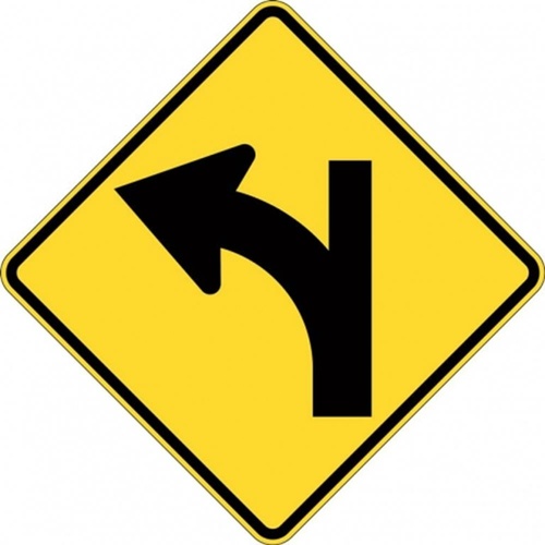 W2-16A_L Side Road On Straight Alignment Left- Class 1 Reflective - 600mm x 600mm