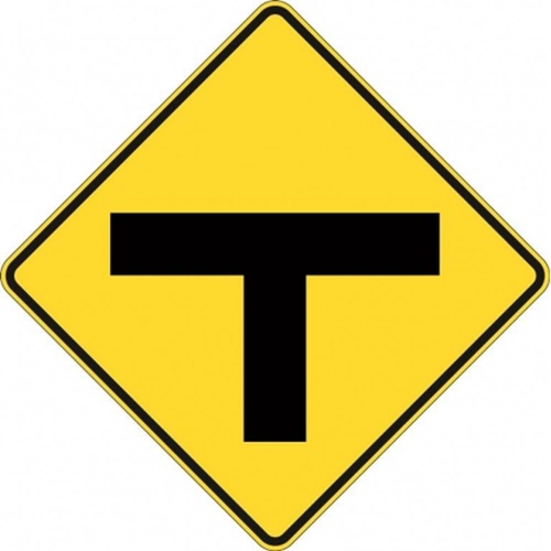 W2-3A T-Junction Sign- Class 1 Reflective - 600mm x 600mm