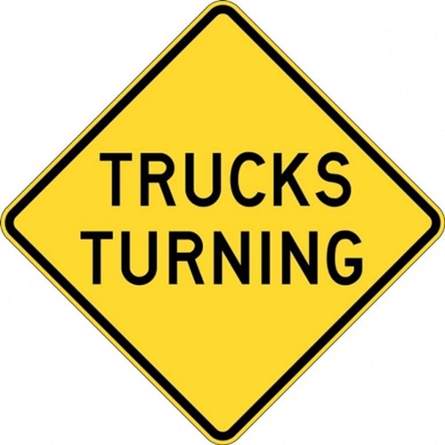 W5-205A Trucks Turning Sign- Class 1 Reflective - 600mm x 600mm