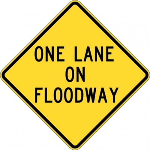W5-207A One Lane On Floodway- Class 1 Reflective - 600mm x 600mm