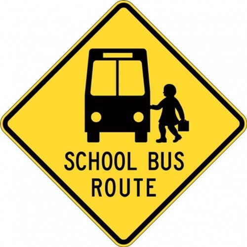 W6-205A School Bus Route Sign- Class 1 Reflective - 600mm x 600mm