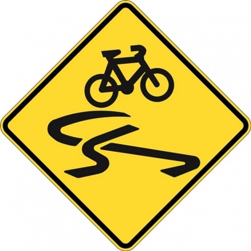 W6-212A Slippery For Bicycles Sign- Class 1 Reflective - 600mm x 600mm