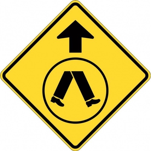 W6-2A Pedestrians Crossing Ahead Sign- Class 1 Reflective - 600mm x 600mm